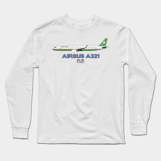 Airbus A321 - Uni Air Long Sleeve T-Shirt by TheArtofFlying